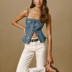 Reformation Coco Denim Corset Top Size 4